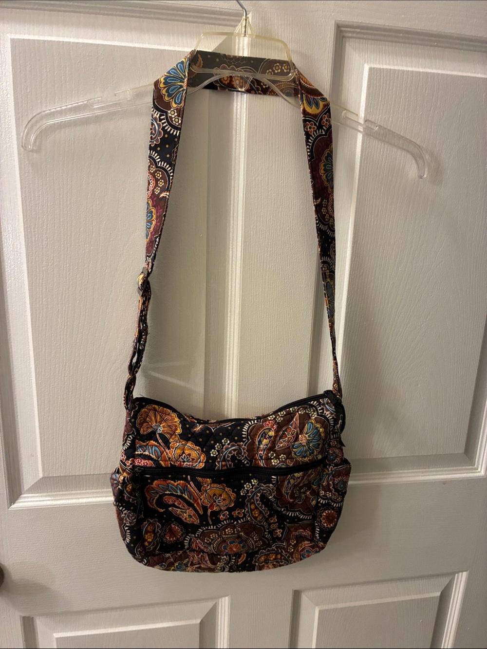Vera Bradley Retired Kensington Quilted Paisley Crossbody Shoulder Bag in Black